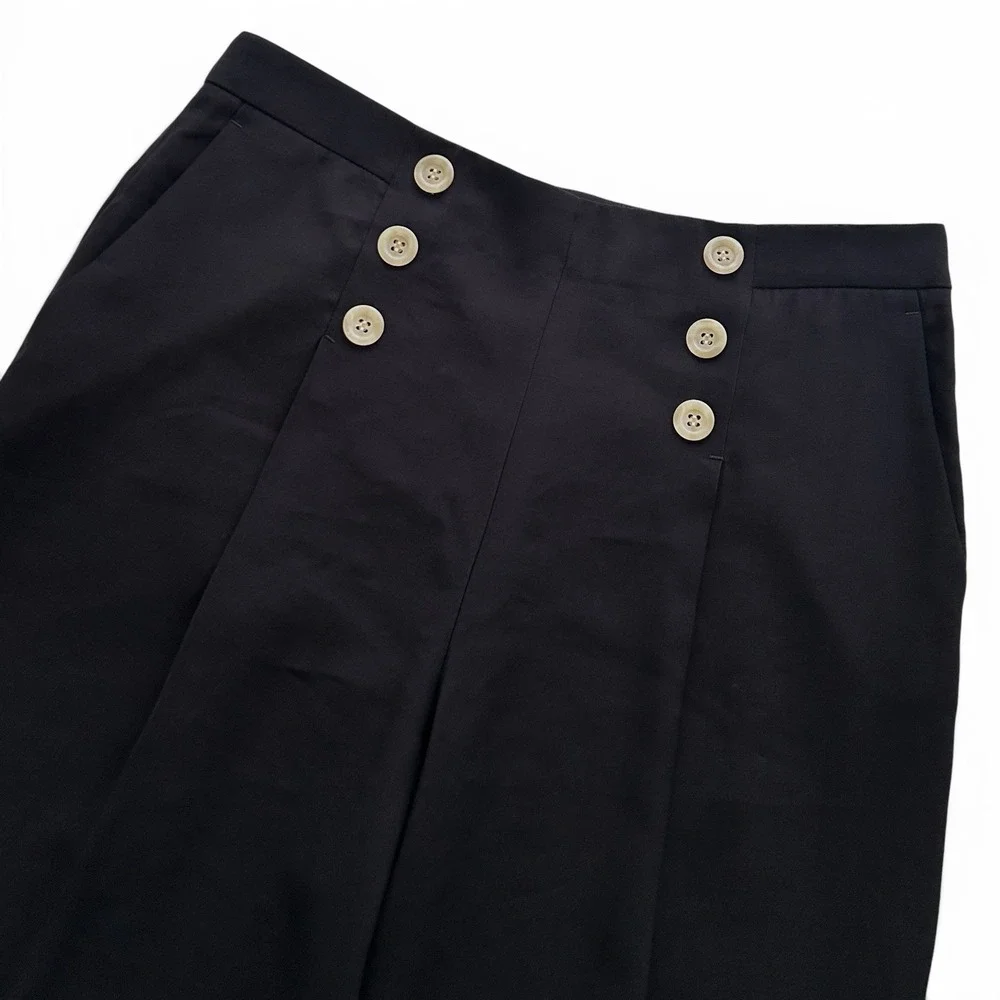 Ann Taylor Women's Size 12 Black High Rise Wide Leg Full Length Sailor Pants NWT